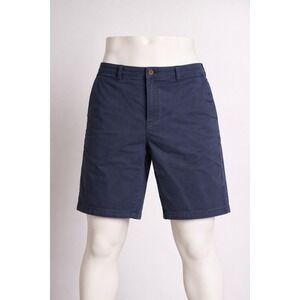 Express Mens Navy Blue Flat Front Shorts Size 33 Cotton Stretch 7" Inseam Casual